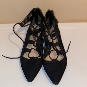 Bar III Black Suede Lace Up Flats